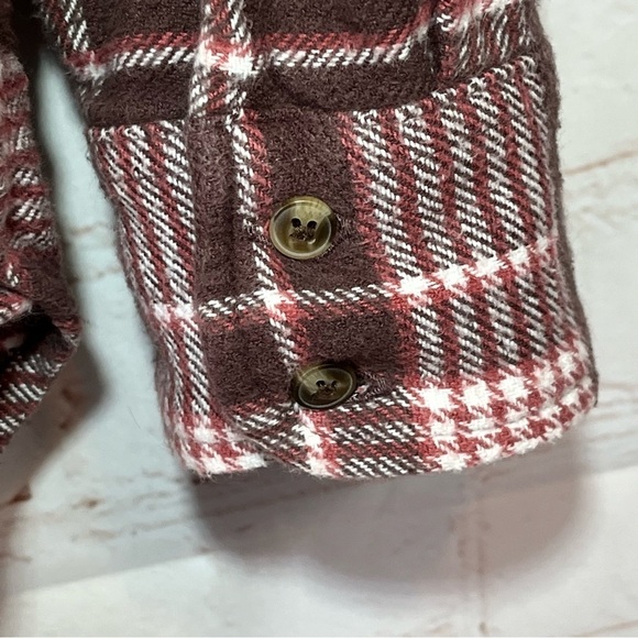 Aerie Plaid Button-Up Flannel Shirt Womens Medium Brown Grunge Outdoor Thick - Picture 9 of 9